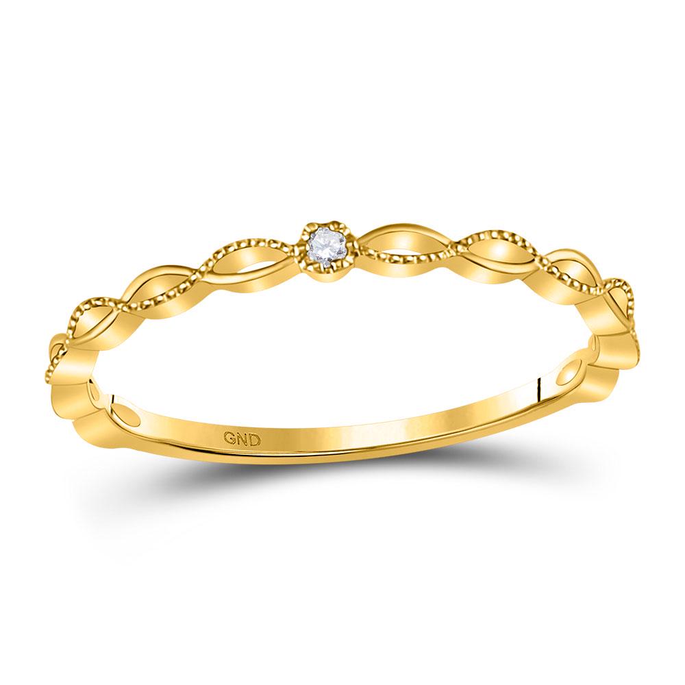 Diamond Stackable Band Ring .01 Cttw 10kt Yellow Gold: 10kt Yellow Gold Womens Round Diamond Stackable Band Ring .01 Cttw SKU: GD127798