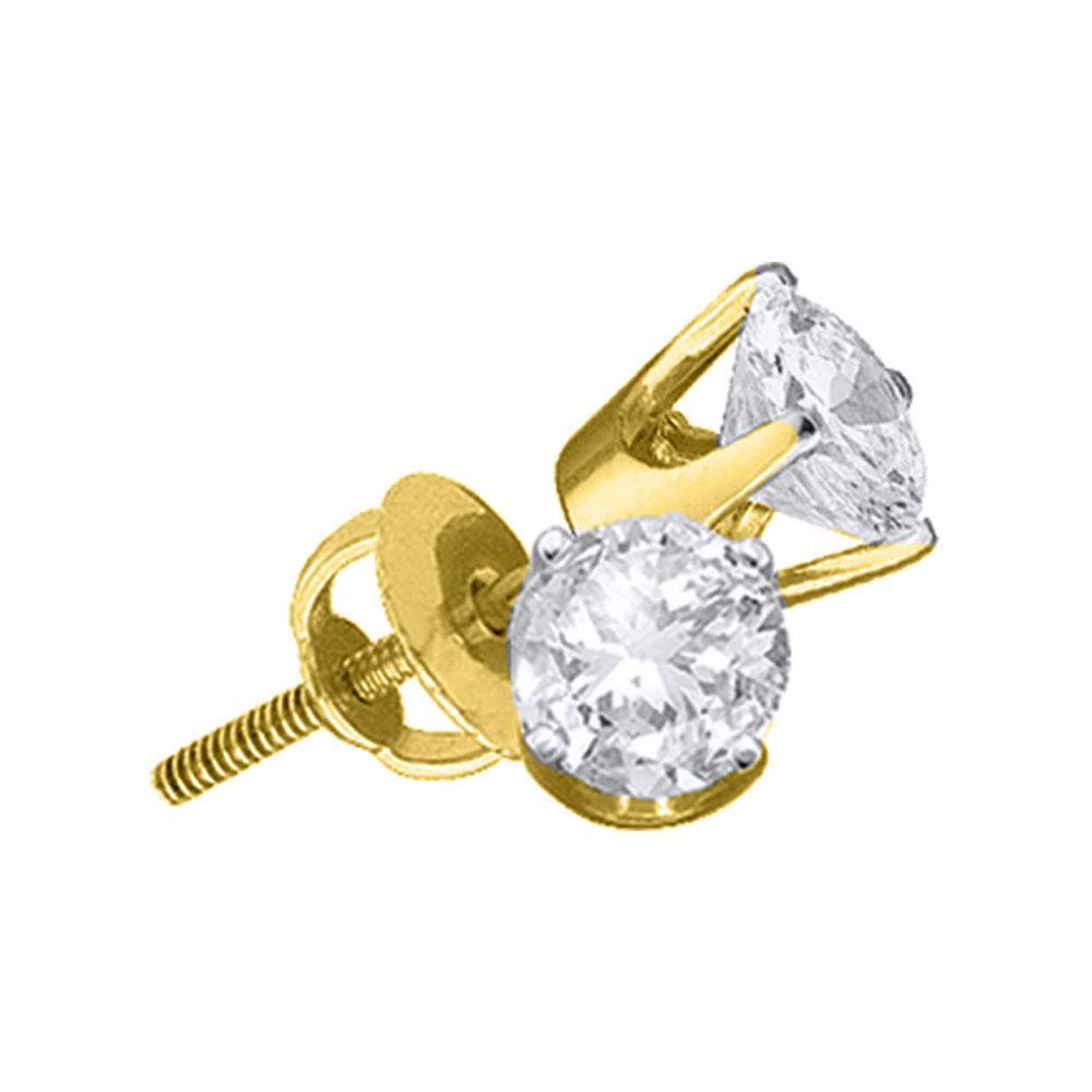 Unisex Diamond Solitaire Stud Earrings 1/10 Cttw 14kt: 14kt Yellow Gold Unisex Round Diamond Solitaire Stud Earrings 1/10 Cttw SKU: GD68275