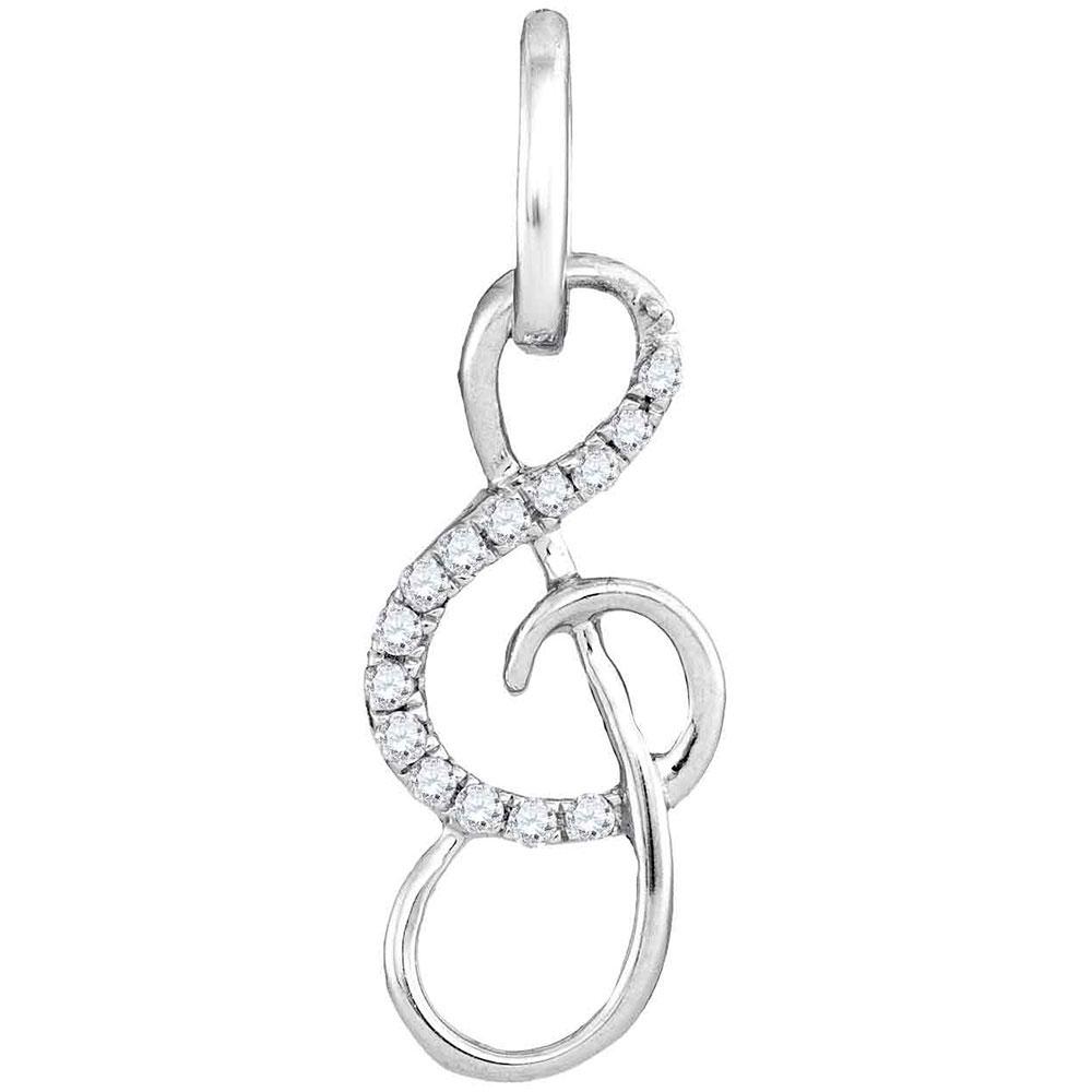 Diamond Treble Clef Music Note Pendant 1/10 Cttw 10kt: 10kt White Gold Womens Round Diamond Treble Clef Music Note Pendant 1/10 Cttw SKU: GD94559