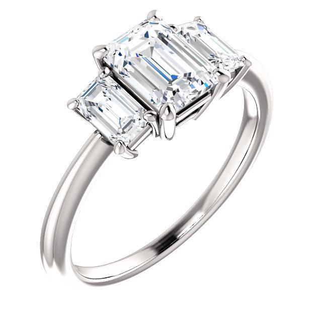 Natural 1.72 CTW 3-Stone Emerald Cut Diamond Engagement: Natural 1.72 CTW 3-Stone Emerald Cut Diamond Engagement Ring 14KT White Gold Manufacturer's Suggested Retail Price: $ 17000.00 Center Stone Type: Diamond Center Stone QTY: 1 Center Stone CTW: 1.22 Cen