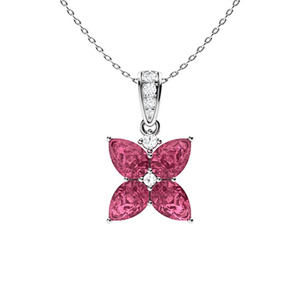 1.41 ctw Tourmaline & Diamond Necklace 14K White Gold: 1.41 ctw Tourmaline & Diamond Necklace 14K White Gold Manufacturer's Suggested Retail Price: $ 2190.00 Main Stone Type: 4 Tourmaline @ 1.34 ctw Main Stone Color: Pink Main Stone Clarity: AAAA Stone2 T