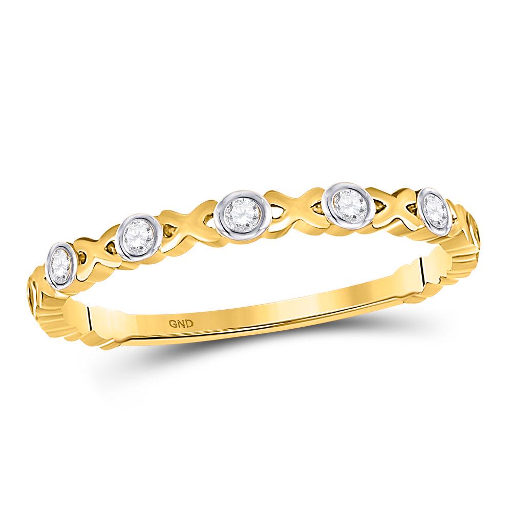 Diamond XOXO Love Stackable Band Ring 1/12 Cttw 10kt: 10kt Yellow Gold Womens Round Diamond XOXO Love Stackable Band Ring 1/12 Cttw SKU: GD119837