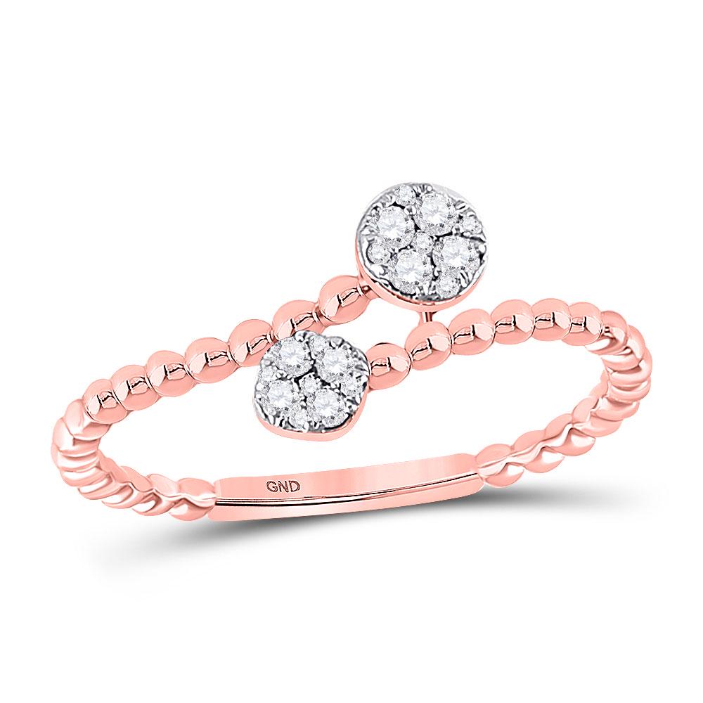 Diamond Bypass Stackable Band Ring 1/8 Cttw 10kt Rose: 10kt Rose Gold Womens Round Diamond Bypass Stackable Band Ring 1/8 Cttw SKU: GD153265