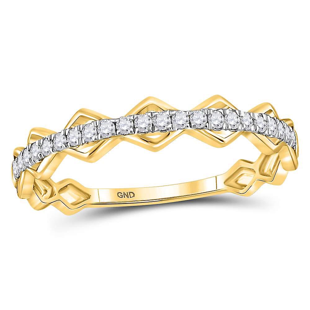 Diamond Link Stackable Band Ring 1/5 Cttw 10kt Yellow: 10kt Yellow Gold Womens Round Diamond Link Stackable Band Ring 1/5 Cttw SKU: GD119493