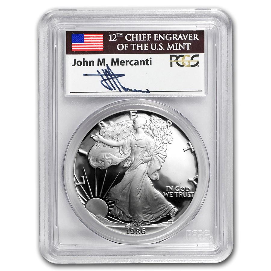 1986-S Proof American Silver Eagle PR-70 PCGS (John: One piece 1986-S Proof American Silver Eagle PR-70 PCGS (John Mercanti) 1986-S Proof American Silver Eagle PR-70 PCGS (John Mercanti) SKU: RB85074