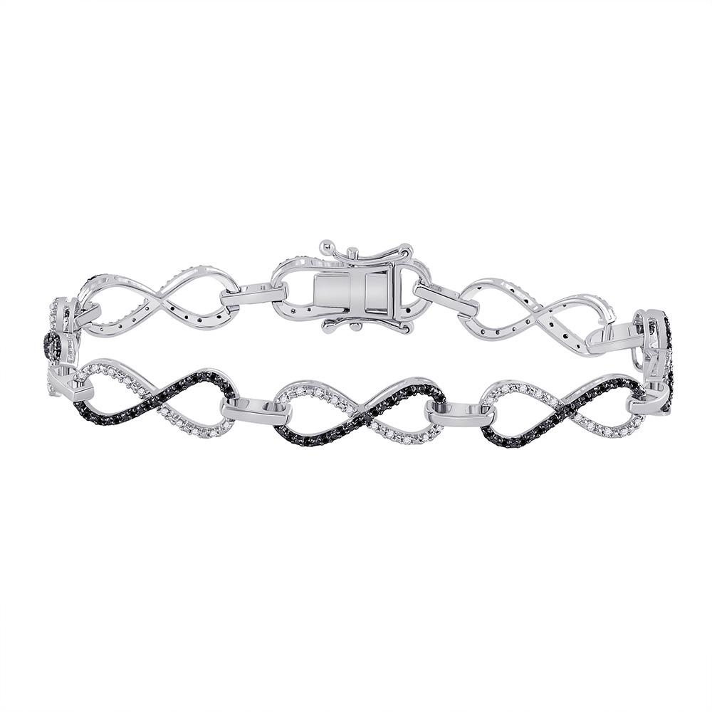 Black Color Enhanced Diamond Infinity Bracelet 1/2 Cttw: Sterling Silver Womens Round Black Color Enhanced Diamond Infinity Bracelet 1/2 Cttw SKU: GD90814