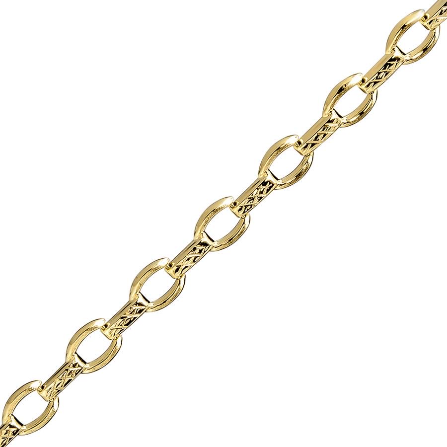 14k Gold Diamond-Cut Fancy Link Bracelet: One piece 14k Gold Diamond-Cut Fancy Link Bracelet The classic Gold link bracelet gets an elegant twist with these diamond-cut links. Each of these fancy link bracelets contains 14k Gold and would mak