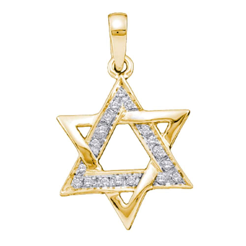 Diamond Star Magen David Jewish 6-point Pendant 1/10: 14k Yellow Gold Round Diamond Star Magen David Jewish 6-point Pendant 1/10 Cttw SKU: GD41962