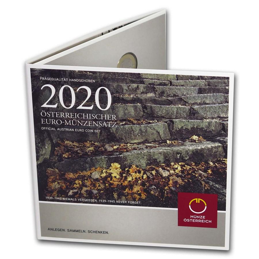2020 Austria Euro Proof Coin Set: One piece 2020 Austria Euro Proof Coin Set The 2020 Austrian Euro Coin Set celebrates the 75th anniversary of the liberation of the concentration camps and the end of the Second World War in 1945. Thi