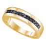 Mens Black Color Enhanced Diamond Wedding Band Ring 1/2