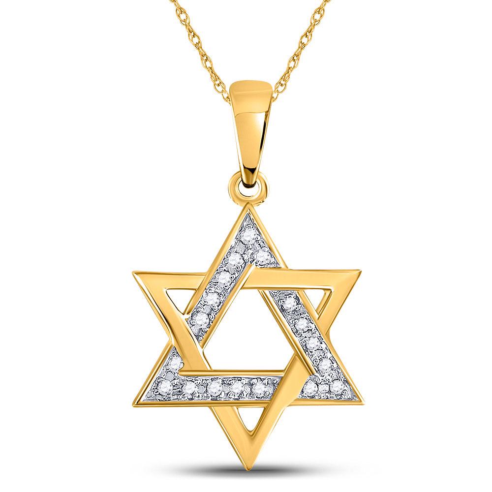 Diamond Star Magen David Jewish Pendant 1/10 Cttw 10kt: 10kt Yellow Gold Womens Round Diamond Star Magen David Jewish Pendant 1/10 Cttw SKU: GD39521