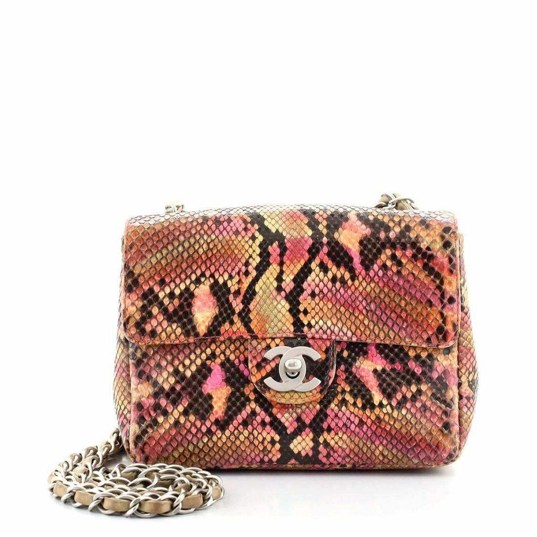 Chanel Classic Single Flap Bag Python Mini: Chanel Classic Single Flap Bag Python Mini Condition: Pre-owned: An item that has been used or worn previously. . Brand: Chanel Color: Multicolor Material: Python, Exotic Department: Women Style: Not 
