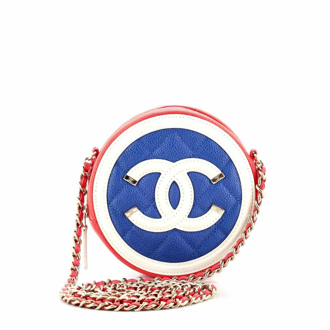 Chanel Filigree Round Clutch with Chain Quilted Caviar: Chanel Filigree Round Clutch with Chain Quilted Caviar Mini Condition: Pre-owned: An item that has been used or worn previously. See the Consignor’s listing for full details and description of any i