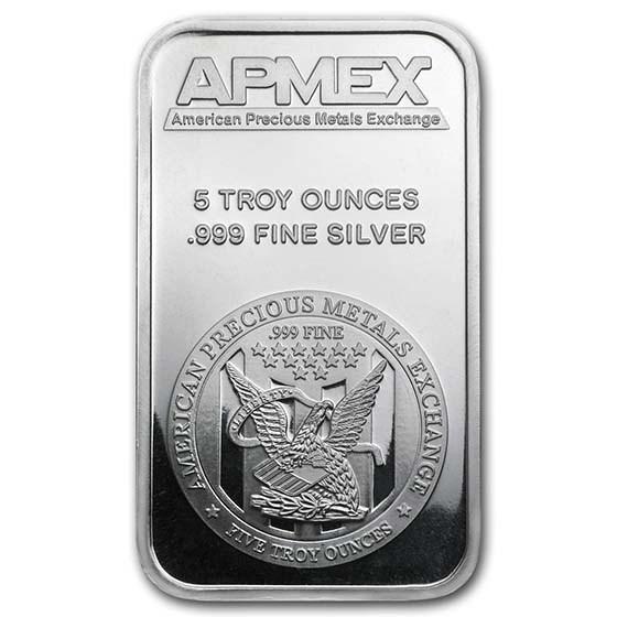 5 oz Silver Bar -: 5 oz Silver Bar - SKU: PG40249 Grade: None Grade Service: None Mint Mark: N/A - Not Available Metal Content: 5 troy oz Purity: .999 Thickness: 8 mm Outer Pack: 100
