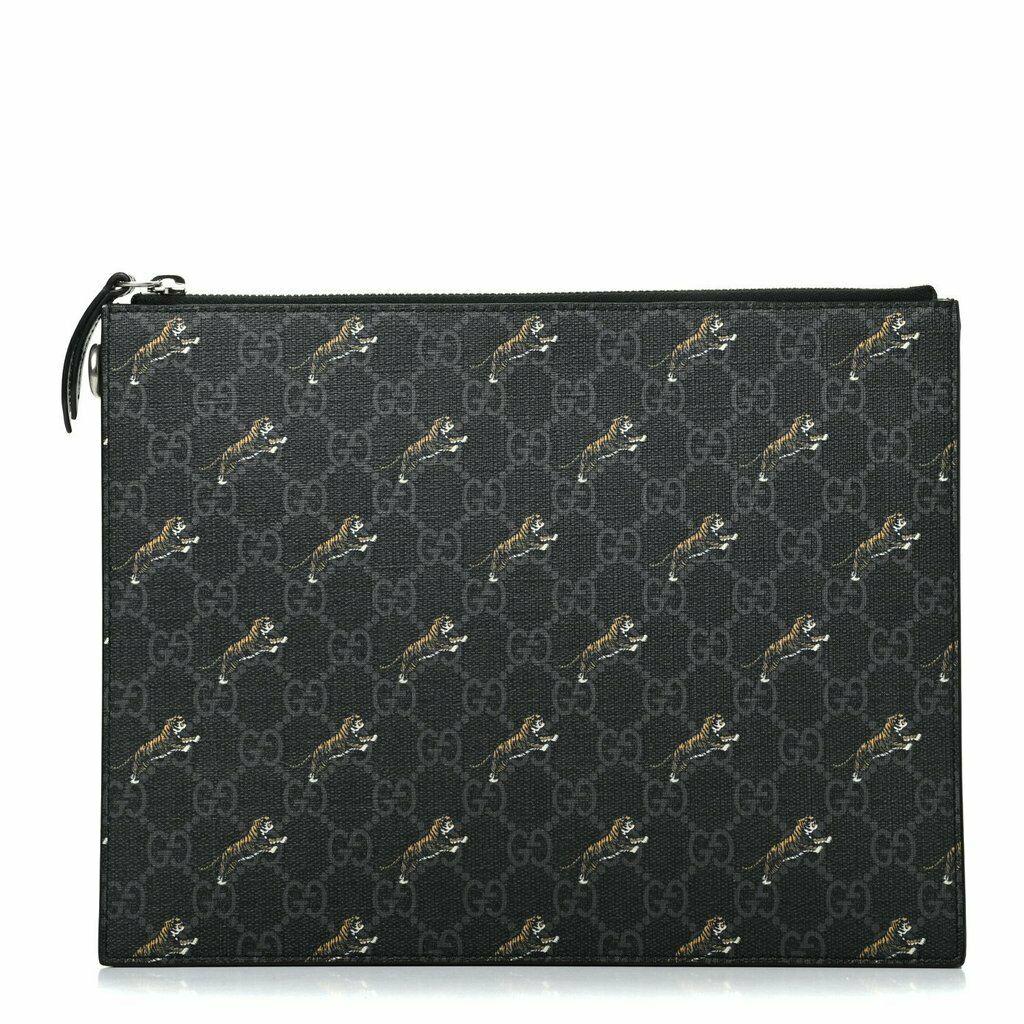 Gucci Black GG Supreme Monogram Tiger Print Pouch: Gucci Black GG Supreme Monogram Tiger Print Pouch Wristlet Clutch Bag 575136 New with tags: A brand-new, unused, and unworn item (including handmade items) in the original packaging (such as the origi