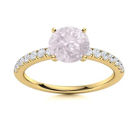 Natural 1.30 CTW Rose Quartz & Diamond Engagement Ring: Natural 1.30 CTW Rose Quartz & Diamond Engagement Ring 14K Yellow Gold Manufacturer's Suggested Retail Price: $2220.00 Center Stone: 1 Rose Quartz @ 1.05 ctw Center Stone Color: Pink Center Stone Clar
