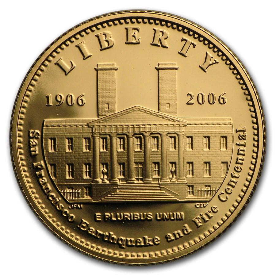 2006-S Gold $5 Commem San Francisco Old Mint Proof: 2006-S Gold $5 Commem San Francisco Old Mint Proof (w/Box & COA) SKU: RBJ26982 Year: 2006 Grade: Proof Grade Service: None Denomination: $5.00 Mint Mark: S - San Francisco Metal Content: