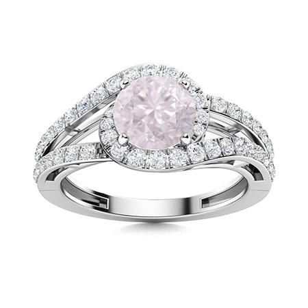 Natural 1.27 CTW Rose Quartz & Diamond Engagement Ring: Natural 1.27 CTW Rose Quartz & Diamond Engagement Ring 18K White Gold Manufacturer's Suggested Retail Price: $3570.00 Center Stone: 1 Rose Quartz @ 0.72 ctw Center Stone Color: Pink Center Stone Clari