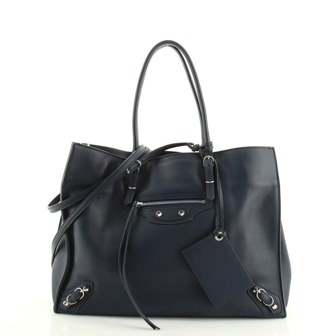 Balenciaga Papier A4 Zip Around Classic Studs Bag: Balenciaga Papier A4 Zip Around Classic Studs Bag Leather Large Pre-owned - Good Exterior Color: Blue Interior Color: Blue Exterior Material: Leather Interior Material: Leather Hardware Color: