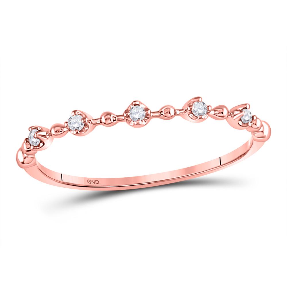 Diamond Bead Dot Stackable Ring 1/20 Cttw 10kt Rose: Diamond Bead Dot Stackable Ring 1/20 Cttw 10kt Rose Gold
