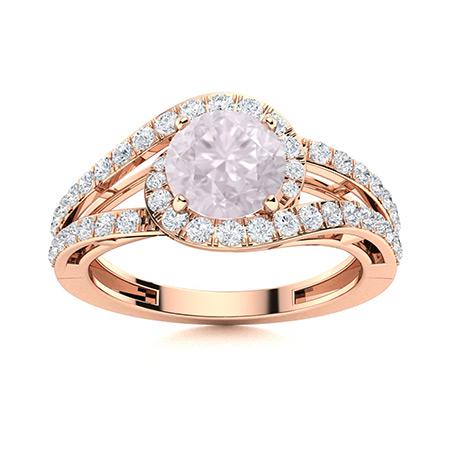 Natural 1.26 CTW Rose Quartz & Diamond Engagement Ring: Natural 1.26 CTW Rose Quartz & Diamond Engagement Ring 14K Rose Gold Manufacturer's Suggested Retail Price: $3390.00 Center Stone: 1 Rose Quartz @ 0.71 ctw Center Stone Color: Pink Center Stone Clarit