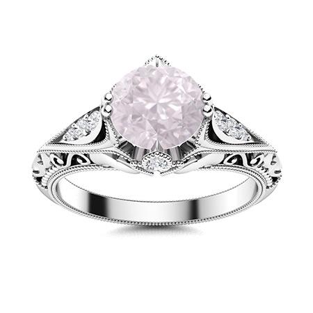 Natural 1.33 CTW Rose Quartz & Diamond Engagement Ring: Natural 1.33 CTW Rose Quartz & Diamond Engagement Ring 14K White Gold Manufacturer's Suggested Retail Price: $2880.00 Center Stone: 1 Rose Quartz @ 1.21 ctw Center Stone Color: Pink Center Stone Clari