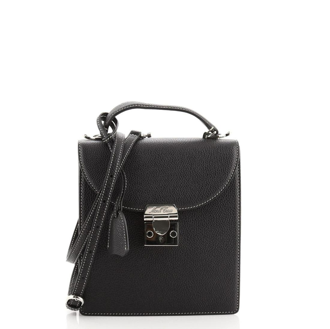 Mark Cross Uptown Top Handle Bag Leather: Mark Cross Uptown Top Handle Bag Leather Pre-owned - Great Exterior Color: Black Interior Color: Red Exterior Material: Leather Interior Material: Leather Hardware Color: Silver Acces