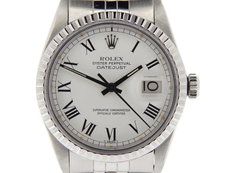 Rolex Datejust 16030 36mm Mens Watch: Rolex Datejust 16030 36mm Mens Watch SpecificationsBrand: RolexModel Name: DatejustModel No.: 16030Gender: Men’sCase Diameter: 36mmBox: NoPapers: NoWarranty: YesCondition: Preowned – Excellent Con