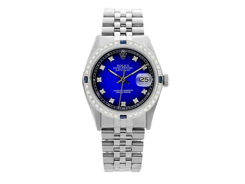Rolex Datejust 1601 Stainless Steel Blue Vignette Dial: Rolex Datejust 1601 Stainless Steel Blue Vignette Dial 36mm Watch Rolex Datejust 1601 Stainless Steel Blue Vignette Dial 36mm Watch Features:Brand: RolexGender: MensCondition: ExcellentMovement: Autom