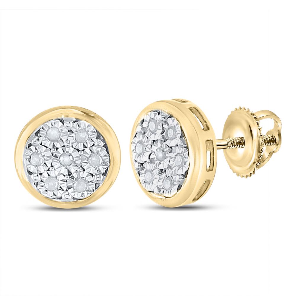 Sterling Silver Round Diamond Cluster Earrings 1/10: Sterling Silver Round Diamond Cluster Earrings 1/10 Cttw