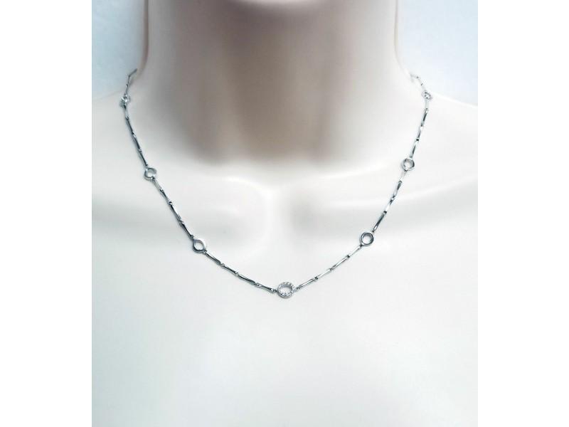 Chimento 18k White Gold Necklace With Diamond 17": Chimento 18k White Gold Necklace With Diamond 17" SKU No.264632361383-E Brand: Chimento Condition: Never Worn Metal: White Gold Model: 264632361383-E Size and Fit: Length: 17 inches long. MORE DETAIL