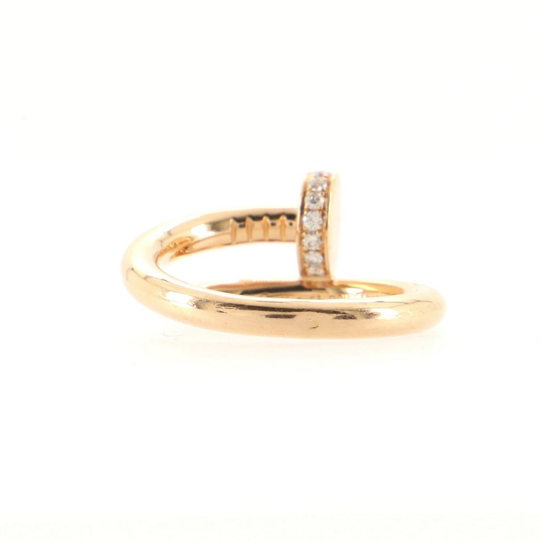 Cartier Juste un Clou Ring 18K Rose Gold and Diamonds: Cartier Juste un Clou Ring 18K Rose Gold and Diamonds Metal Type: 18K Rose Gold Metal Finish: High Polish Hallmarks Type: 750, Designer Signature, French Eagle’s Head, Maker's Mark, Serial Number, S