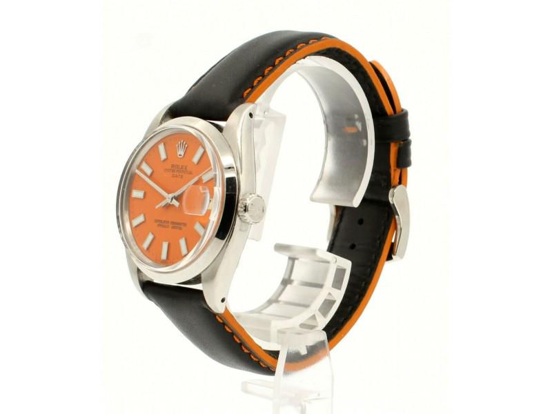 Mens Vintage ROLEX Oyster Perpetual Date 34mm ORANGE: Mens Vintage ROLEX Oyster Perpetual Date 34mm ORANGE Dial Stainless Steel Watch SKU No.174585273939-E Brand: Rolex Condition: Pre-Owned Model: Rolex Oyster Perpetual Date MORE DETAILSItem Specifics:Ag