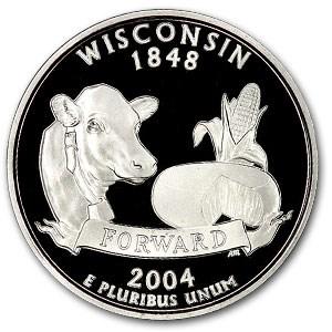 2004-S Wisconsin State Quarter Gem Proof: 2004-S Wisconsin State Quarter Gem Proof SKU: RBJ47092 Year: 2004 Grade: Gem Proof Grade Service: None Denomination: 25 Cents Mint Mark: S - San Francisco Metal Content: 0 troy oz