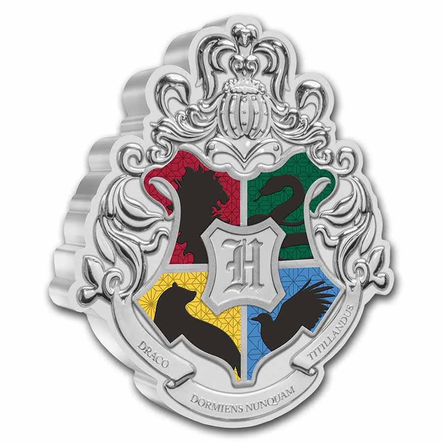 2021 Niue 1 oz Silver $2 Harry Potter Hogwarts Crest Shaped Coin: 2021 Niue 1 oz Silver $2 Harry Potter Hogwarts Crest Shaped Coin SKU: RBJ234996 Year: 2021 Grade: Proof Grade Service: None Denomination: 2 Dollars Mint Mark: Not Shown Metal Content: 1 t