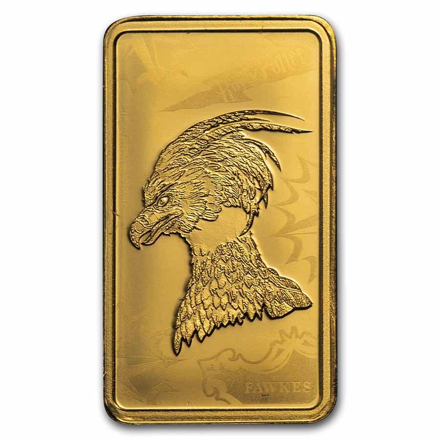 2020 Cook Islands 1/2 Gram Gold Harry Potter Ingot (Fawkes): 2020 Cook Islands 1/2 Gram Gold Harry Potter Ingot (Fawkes) Product ID: RBJ219748 Year: 2020 Grade: Brilliant Unc Grade Service: None Denomination: $5.00 Mint Mark: Not Shown Metal Conten