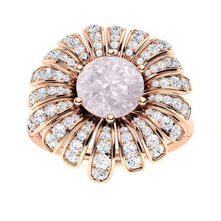 Natural 1.70 CTW Rose Quartz & Diamond Engagement Ring 14K Rose Gold: Natural 1.70 CTW Rose Quartz & Diamond Engagement Ring 14K Rose Gold Manufacturer's Suggested Retail Price: $4500.00 Center Stone: 1 Rose Quartz @ 1.05 ctw Center Stone Color: Pink Center Stone Clarit