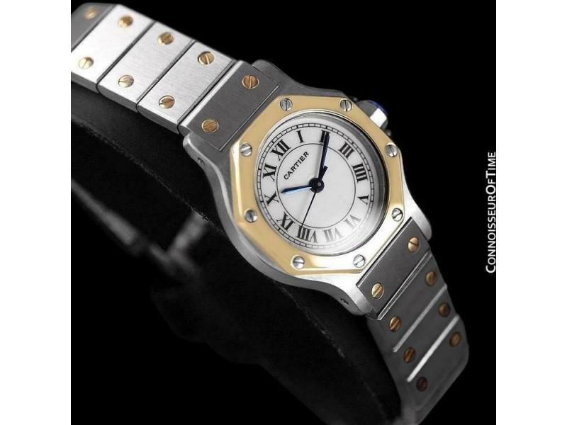 Cartier Santos Octagon Ladies Watch Ss Steel 18k Gold