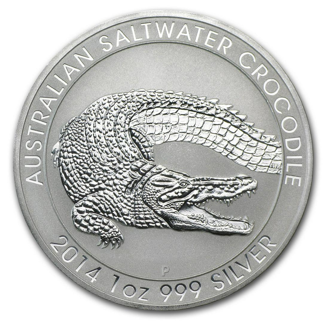 2014 Australia 1 oz Silver Saltwater Crocodile BU: 2014 Australia 1 oz Silver Saltwater Crocodile BU Product ID: RBJ83319 Year: 2014 Grade: Brilliant Unc Grade Service: None Denomination: $1.00 Mint Mark: P - Perth Metal Content: 1 troy o