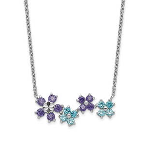 Sterling Silver Purple/Blue CZ D/C Flower Necklace - 18 in.: Sterling Silver Purple/Blue CZ D/C Flower Necklace - 18 in. Product ID: RBJ221149 Metal: Sterling Silver Purity: .925