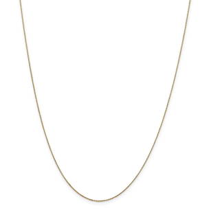 14k .6 mm Solid D/C Cable Chain Children's Necklace - 14 in.: 14k .6 mm Solid D/C Cable Chain Children's Necklace - 14 in. Product ID: RBJ164121 Metal: Gold Purity: 14k Length Of Item: 14 in Chain Type: Cable Chain Length: 14 in Chain