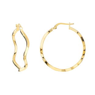 14K Yellow Gold Square Tube Zigzag Hoops: 14K Yellow Gold Square Tube Zigzag Hoops Product ID: RBJ242798 Purity: 14K Finish: Polished Earring Closure: Hinge Earring Type: Hoops