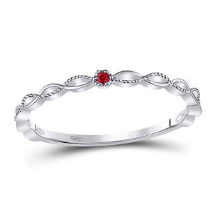10kt White Gold Womens Round Ruby Solitaire Stackable Band Ring .01 Cttw: 10kt White Gold Womens Round Ruby Solitaire Stackable Band Ring .01 Cttw Metal Type10kt White Gold Item Number127790 StyleStackableRing SizeRing size selectableCarats Total Weight *.01