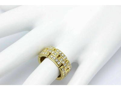 Cartier Maillon Panthere Diamond Eternity Wedding Band Ring 3 Row 18K Y Gold