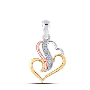 Tri-Tone Sterling Silver Womens Round Diamond Heart Pendant 1/20 Cttw: Tri-Tone Sterling Silver Womens Round Diamond Heart Pendant 1/20 Cttw Metal TypeSterling Silver Item Number115782 StyleHeartCarats Total Weight *1/20 Ct.t.w.Center Solitaire Weight1/20