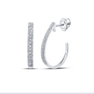 10kt White Gold Womens Round Diamond Half J Hoop Earrings .03 Cttw: 10kt White Gold Womens Round Diamond Half J Hoop Earrings .03 Cttw Metal Type10kt White Gold Item NumberGDI855917 StyleHoopsCarats Total Weight *.03 Ct.t.w.Primary Gem