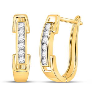 14kt Yellow Gold Womens Round Diamond Hoop Earrings 1/5 Cttw