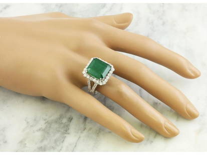 11.30 Carat Emerald 14K White Gold Diamond Ring: 11.30 Carat Emerald 14K White Gold Diamond Ring SKU: RBJ11.30CARAT-60DA0DB066376 Condition: Never Worn More Details: Stamped: 14KTotal Ring Weight: 10.8 GramsEmerald Weight 10.30 Carat