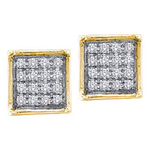 10kt Yellow Gold Womens Round Diamond Square Cluster Earrings 1/20 Cttw: 10kt Yellow Gold Womens Round Diamond Square Cluster Earrings 1/20 Cttw Metal Type10kt Yellow Gold Item Number50432 StyleClustersCarats Total Weight *1/20 Ct.t.w.Primary Gem