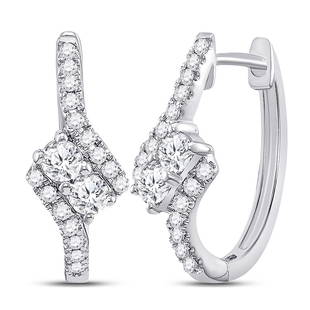 14kt White Gold Womens Round Diamond Bypass 2-stone Earrings 1/2 Cttw: 14kt White Gold Womens Round Diamond Bypass 2-stone Earrings 1/2 Cttw Metal Type14kt White Gold Item Number116416 Style2-StoneCarats Total Weight *1/2 Ct.t.w.Primary Gem